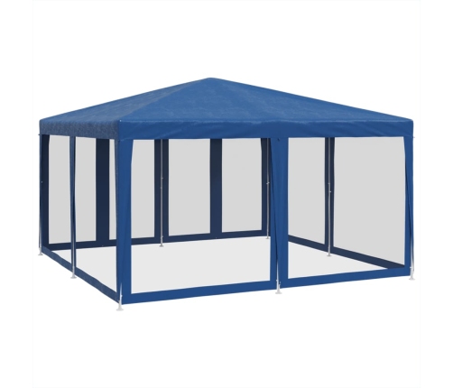 Carpa para fiestas con 8 paredes de malla HDPE azul 4x4 m