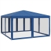 Carpa para fiestas con 8 paredes de malla HDPE azul 4x4 m