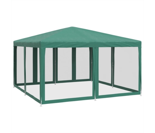 Carpa para fiestas con 8 paredes de malla HDPE verde 4x4 m