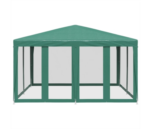 Carpa para fiestas con 8 paredes de malla HDPE verde 4x4 m