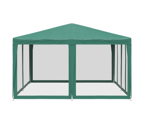 Carpa para fiestas con 8 paredes de malla HDPE verde 4x4 m