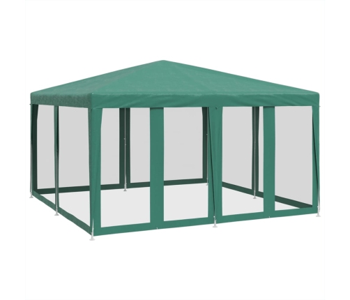 Carpa para fiestas con 8 paredes de malla HDPE verde 4x4 m