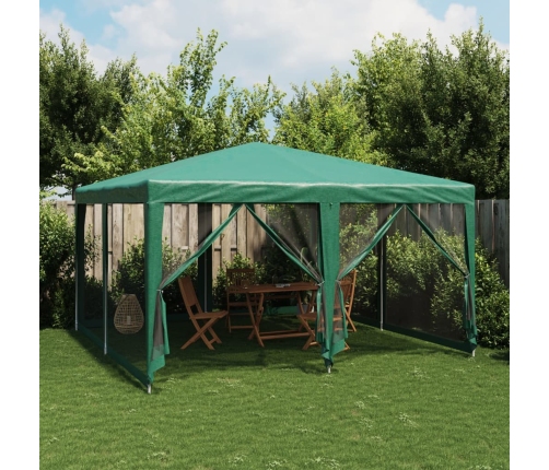 Carpa para fiestas con 8 paredes de malla HDPE verde 4x4 m