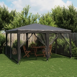 Carpa para fiestas 8 paredes de malla HDPE gris antracita 4x4 m