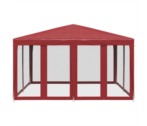 Carpa para fiestas con 8 paredes de malla HDPE rojo 4x4 m