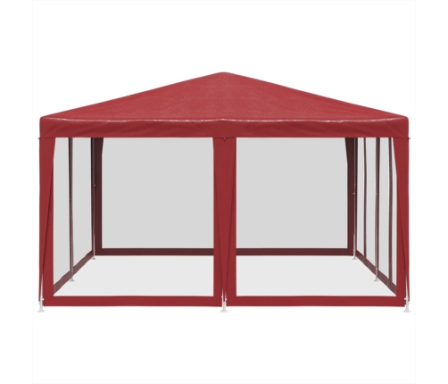 Carpa para fiestas con 8 paredes de malla HDPE rojo 4x4 m