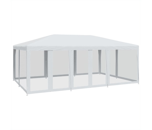 Carpa para fiestas con 10 paredes de malla HDPE blanco 6x4 m