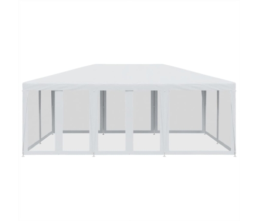 Carpa para fiestas con 10 paredes de malla HDPE blanco 6x4 m