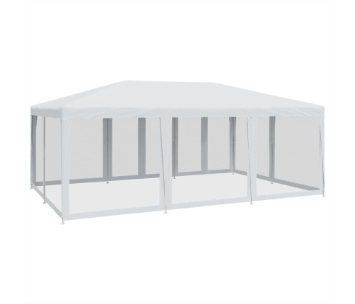 Carpa para fiestas con 10 paredes de malla HDPE blanco 6x4 m