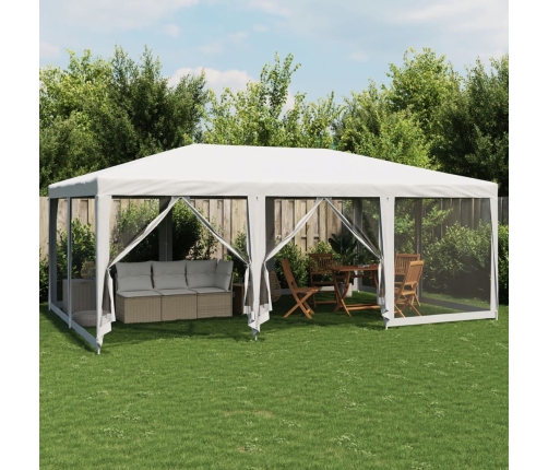 Carpa para fiestas con 10 paredes de malla HDPE blanco 6x4 m