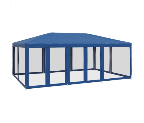 Carpa para fiestas con 10 paredes de malla HDPE azul 6x4 m