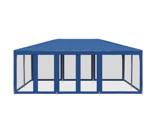 Carpa para fiestas con 10 paredes de malla HDPE azul 6x4 m