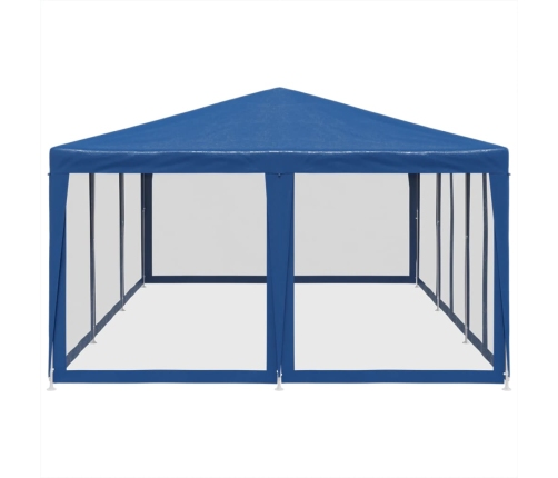 Carpa para fiestas con 10 paredes de malla HDPE azul 6x4 m