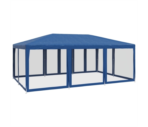 Carpa para fiestas con 10 paredes de malla HDPE azul 6x4 m