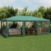 Carpa para fiestas con 10 paredes de malla HDPE verde 6x4 m