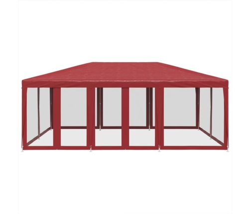 Carpa para fiestas con 10 paredes de malla HDPE rojo 6x4 m