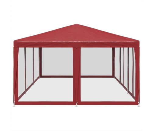 Carpa para fiestas con 10 paredes de malla HDPE rojo 6x4 m