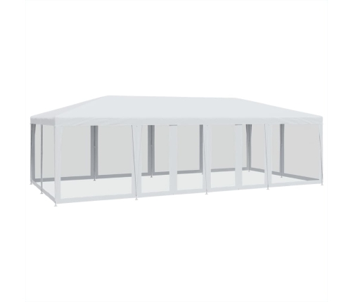 Carpa para fiestas con 12 paredes de malla HDPE blanco 8x4 m