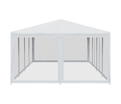 Carpa para fiestas con 12 paredes de malla HDPE blanco 8x4 m