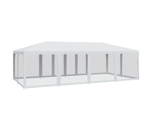 Carpa para fiestas con 12 paredes de malla HDPE blanco 8x4 m