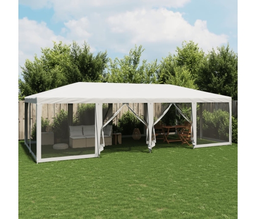 Carpa para fiestas con 12 paredes de malla HDPE blanco 8x4 m