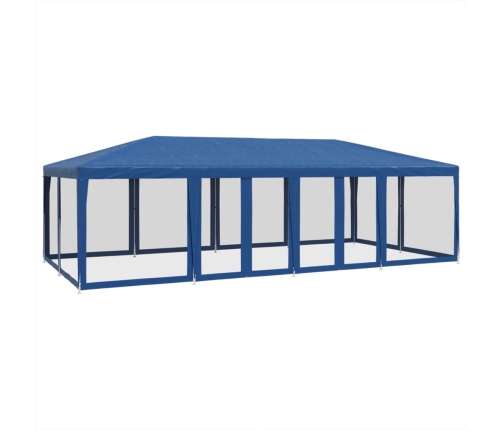 Carpa para fiestas con 12 paredes de malla HDPE azul 8x4 m