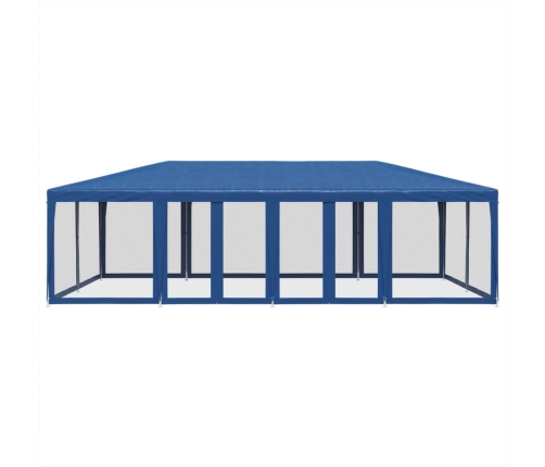 Carpa para fiestas con 12 paredes de malla HDPE azul 8x4 m