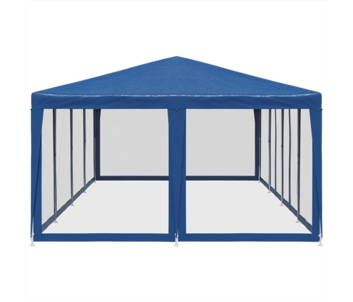 Carpa para fiestas con 12 paredes de malla HDPE azul 8x4 m