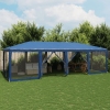 Carpa para fiestas con 12 paredes de malla HDPE azul 8x4 m