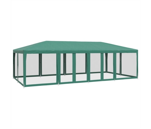 Carpa para fiestas con 12 paredes de malla HDPE verde 8x4 m