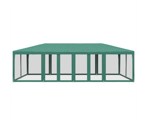 Carpa para fiestas con 12 paredes de malla HDPE verde 8x4 m