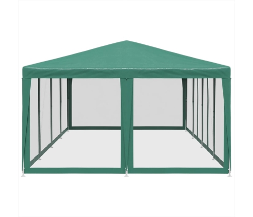 Carpa para fiestas con 12 paredes de malla HDPE verde 8x4 m