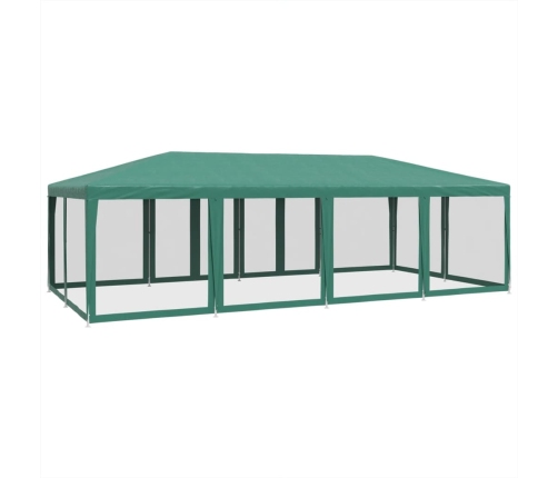 Carpa para fiestas con 12 paredes de malla HDPE verde 8x4 m