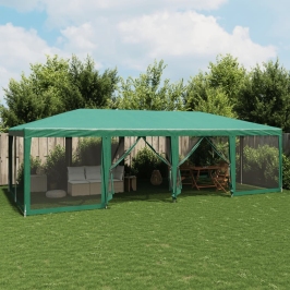 Carpa para fiestas con 12 paredes de malla HDPE verde 8x4 m