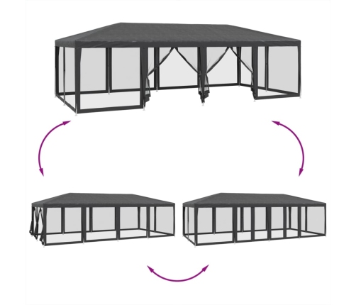 Carpa para fiestas 12 paredes de malla HDPE gris antracita 8x4m