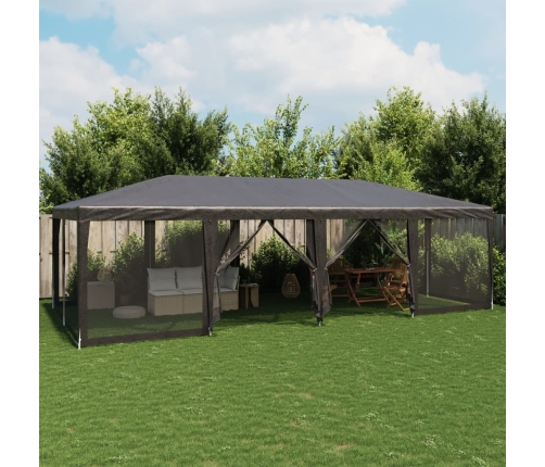 Carpa para fiestas 12 paredes de malla HDPE gris antracita 8x4m