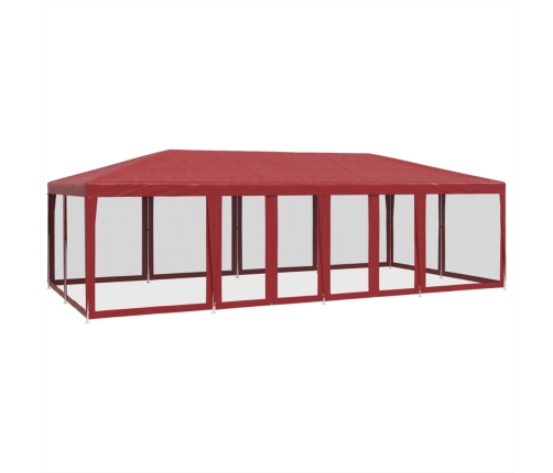 Carpa para fiestas con 12 paredes de malla HDPE rojo 8x4 m