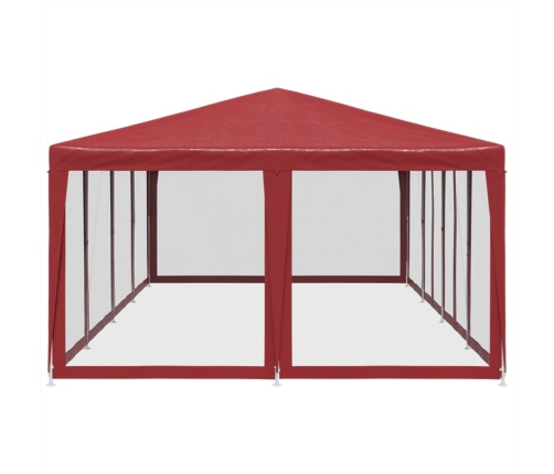 Carpa para fiestas con 12 paredes de malla HDPE rojo 8x4 m