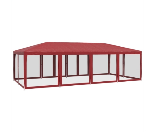 Carpa para fiestas con 12 paredes de malla HDPE rojo 8x4 m