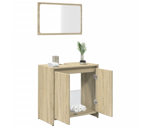 Set de muebles de baño 2 pzas madera contrachapada roble Sonoma