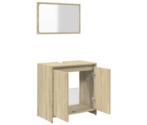 Set de muebles de baño 2 pzas madera contrachapada roble Sonoma