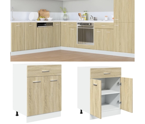 Mueble bajo cocina con cajón madera roble Sonoma 60x46x81,5 cm