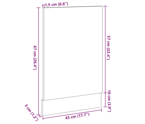 Panel para lavavajillas contrachapada color roble 45x3x67 cm