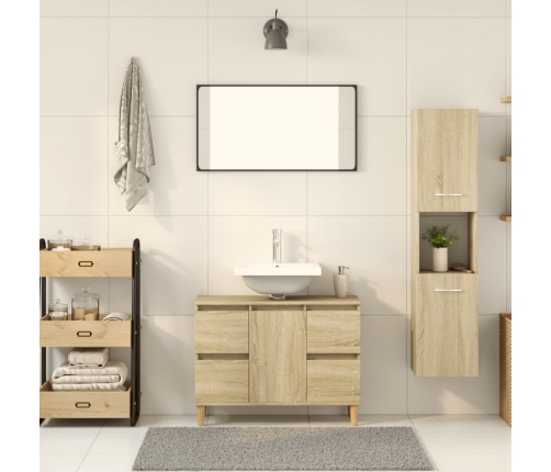 Armario de baño madera ingeniería roble Sonoma 30x30x130 cm