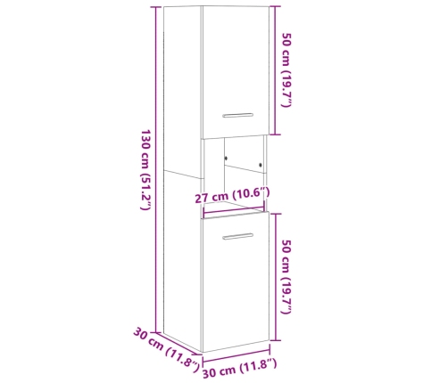 Armario de baño madera ingeniería roble Sonoma 30x30x130 cm