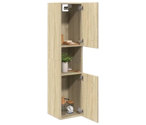 Armario de baño madera ingeniería roble Sonoma 30x30x130 cm