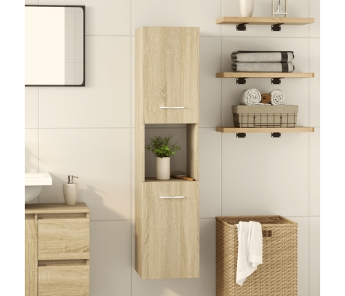 Armario de baño madera ingeniería roble Sonoma 30x30x130 cm