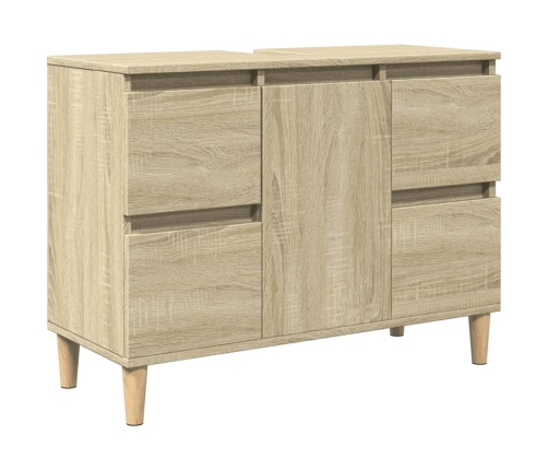 Armario de lavabo madera contrachapada roble Sonoma 80x33x60 cm