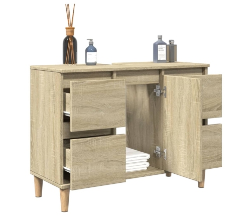 Armario de lavabo madera contrachapada roble Sonoma 80x33x60 cm