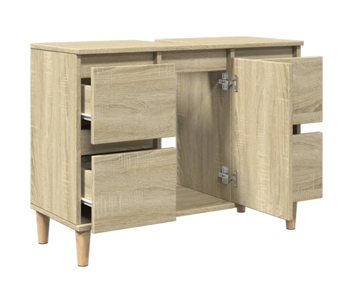 Armario de lavabo madera contrachapada roble Sonoma 80x33x60 cm